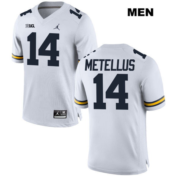 Men's NCAA Michigan Wolverines Josh Metellus #14 White Jordan Brand Authentic Stitched Football College Jersey CL25X32HF